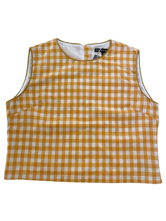 Kiel James Patrick Tops - KIEL JAMES PATRICK Gingham Sleeveless Cropped Top Orange/white XL, NWT